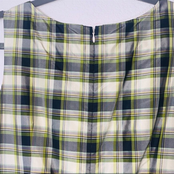 Brooks Brothers silk green Tartan plaid sleeveless dress boat neck size 8 - Picture 10 of 11